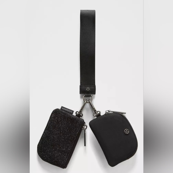 lululemon athletica Accessories - Lululemon Dual Pouch Wristlet Glitter Black/Gunmental, New